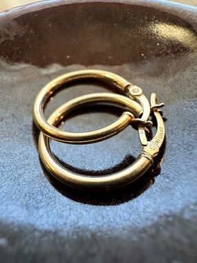 Vintage Italian 925 Huggie Style Hoop Earrings